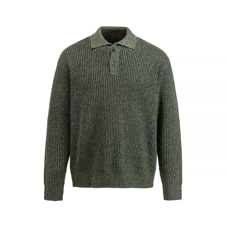 Men's knit sweater with polo collar and distinctive ribbed structure Mune Fashion
