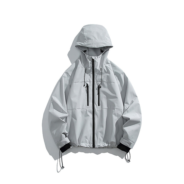Men's Technical Rain Softshell Jacket with Hood, Zipper and Adjustable Hem Mune Fashion