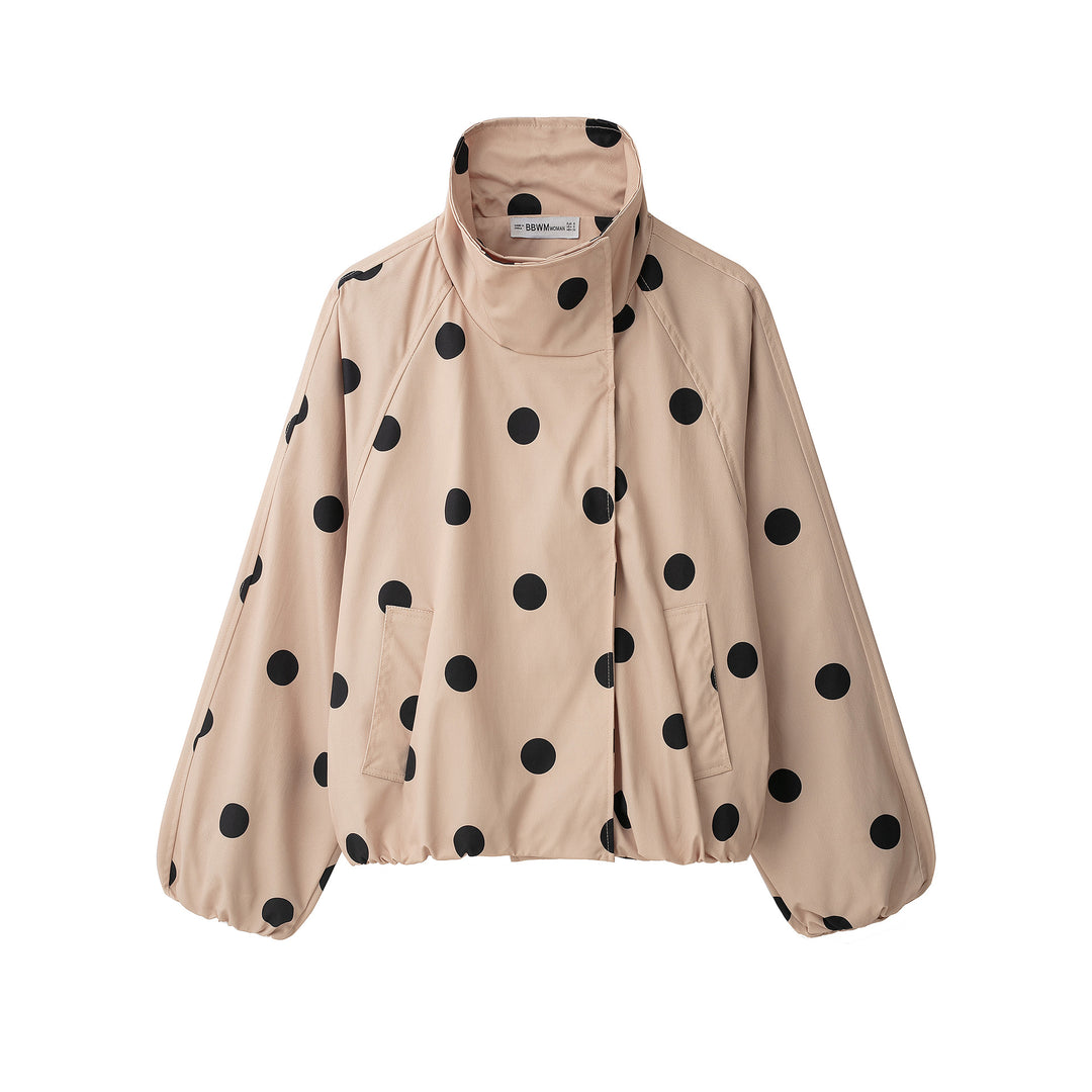 Women's short jacket in cape style with stand-up collar and balloon sleeves Mune Fashion