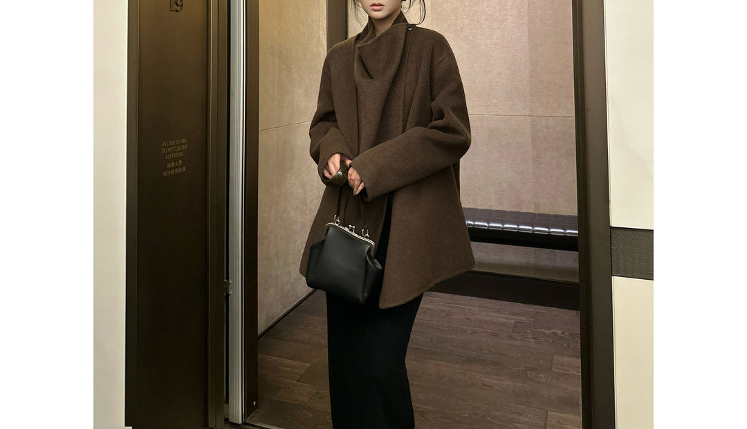 Women's Fashionable Oversized Wool Coat Mune Fashion