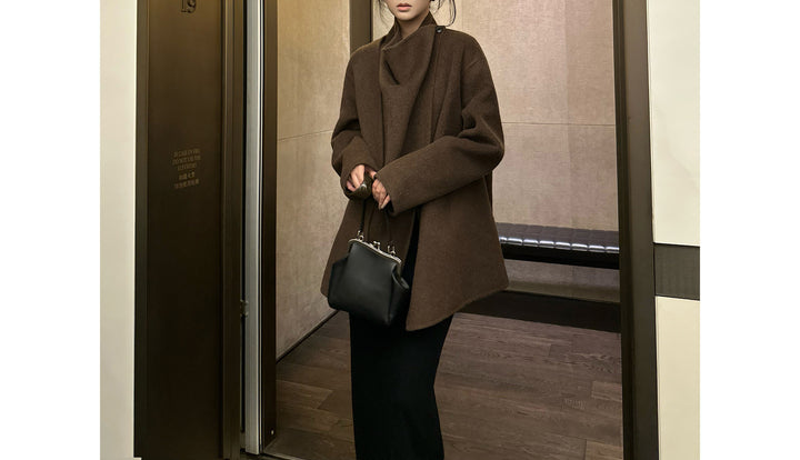 Women's Fashionable Oversized Wool Coat Mune Fashion