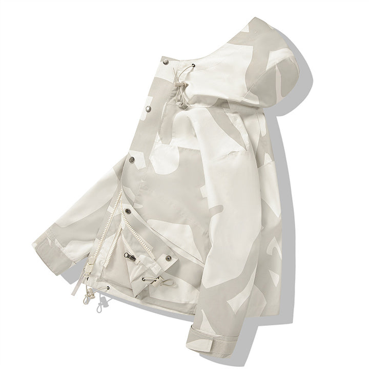 Women's Fashionable Transitional Jacket with Hood and Unique Print Mune Fashion