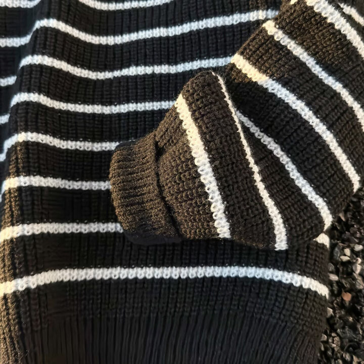 Unisex Chunky Knit Oversize Sweater with Half Zipper and Polo Collar Mune Fashion
