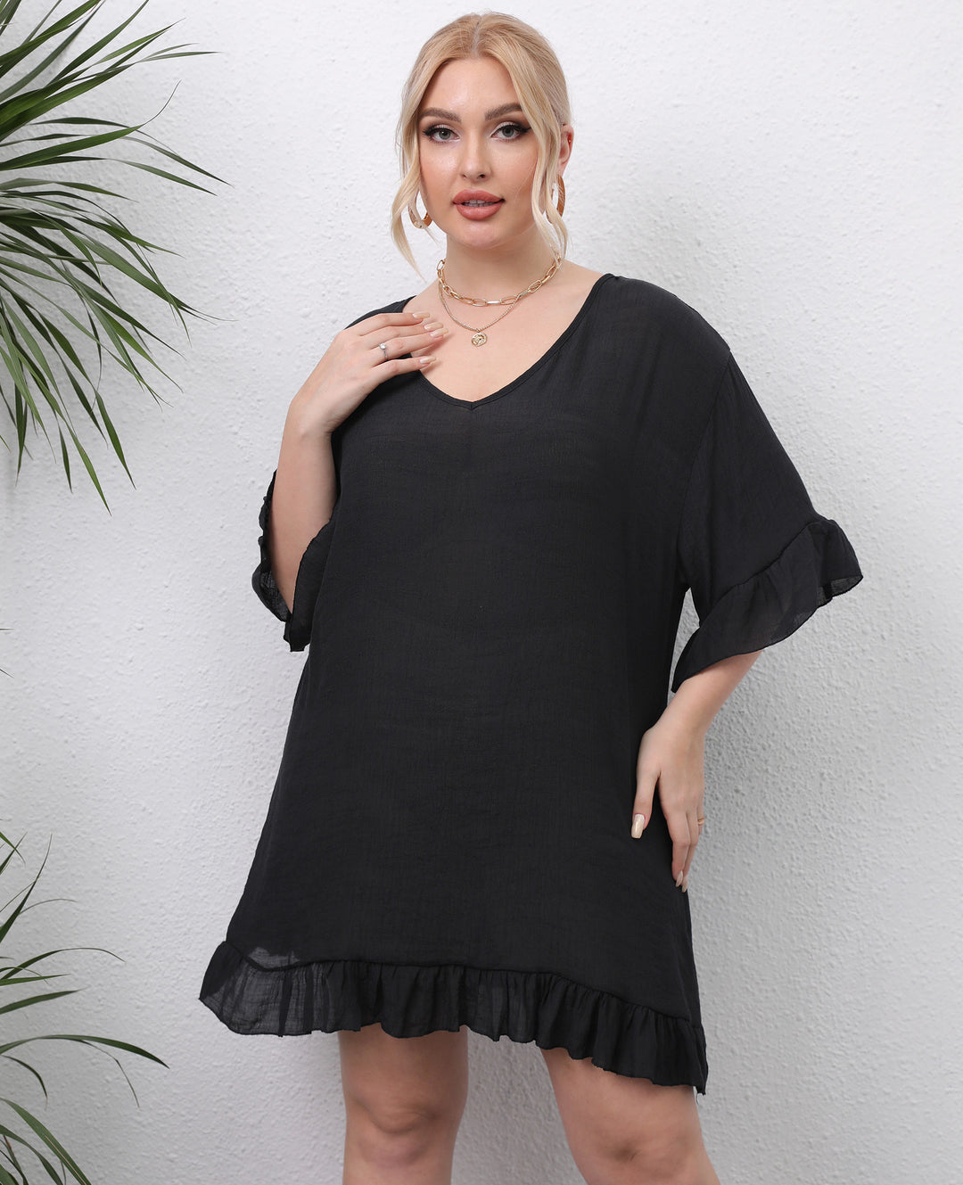 Women lightweight beach dress with voluminous ruffles Mune Fashion