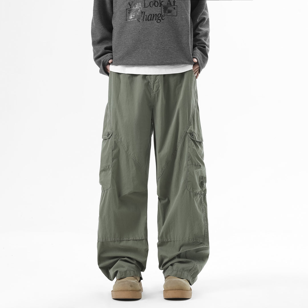 Men's wide technical cargo pants with multiple pockets Drune
