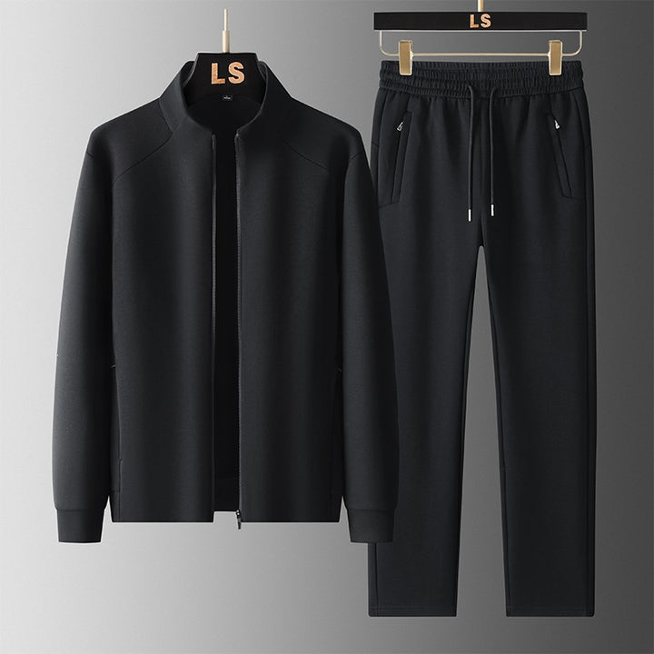 Men's Two-Piece Sporty Training Set with Stand Collar Zip Jacket & Tapered Jogging Pants Mune Fashion