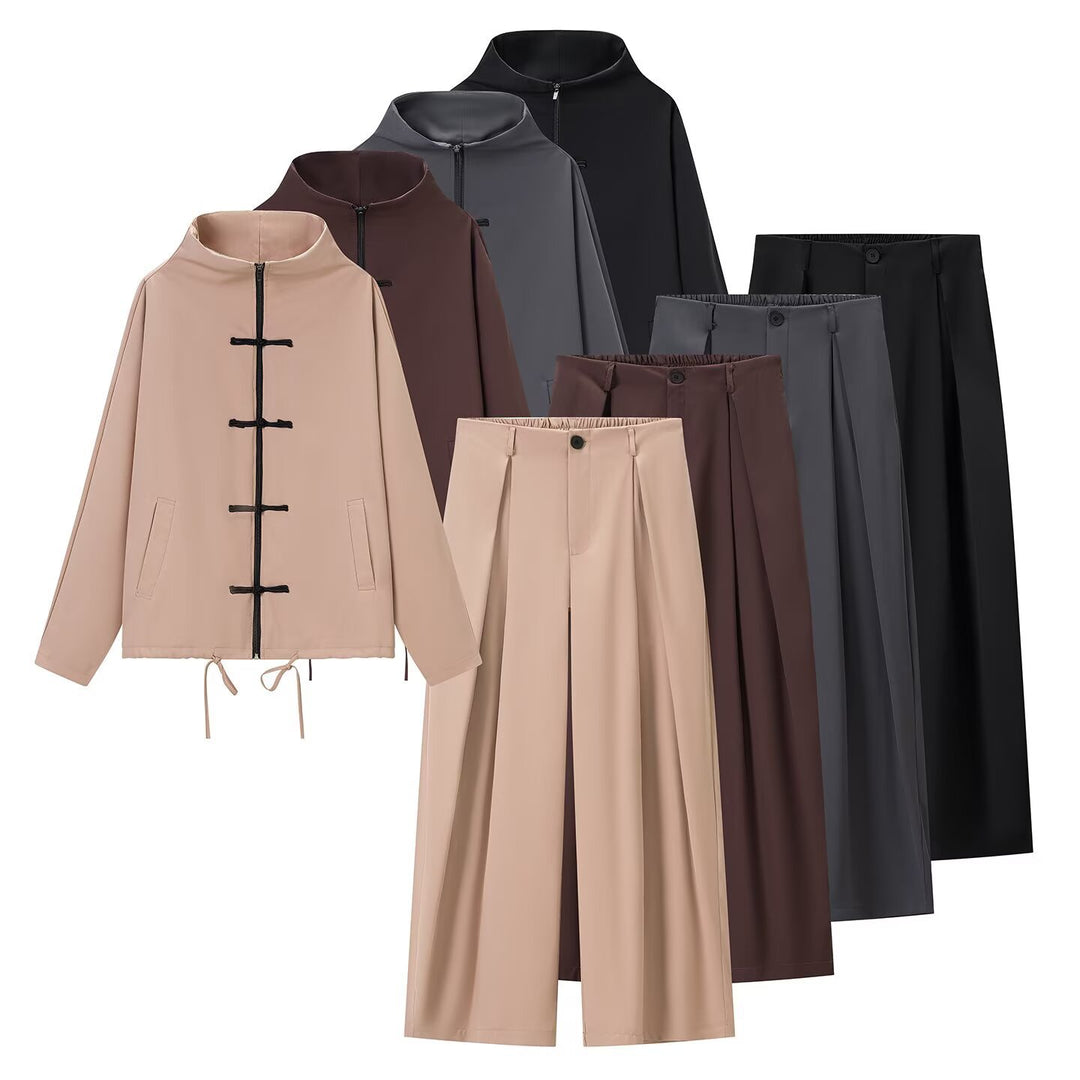 Women's lightweight boxy jacket with stand-up collar, zipper front, drawstring and decorative knot closures Mune Fashion
