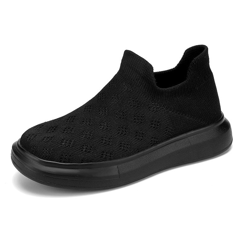 Women's sock-like knitted slippers with perforated hole pattern and shock-absorbing platform sole Mune Fashion