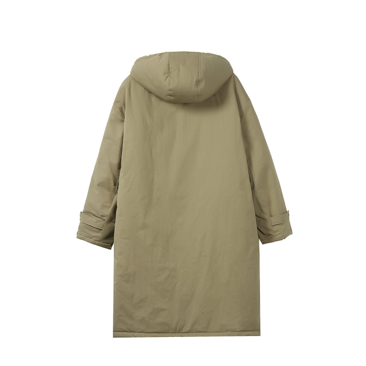 Women Long Padded Thermal Parka in Oversize Cut with Concealed Front Closure