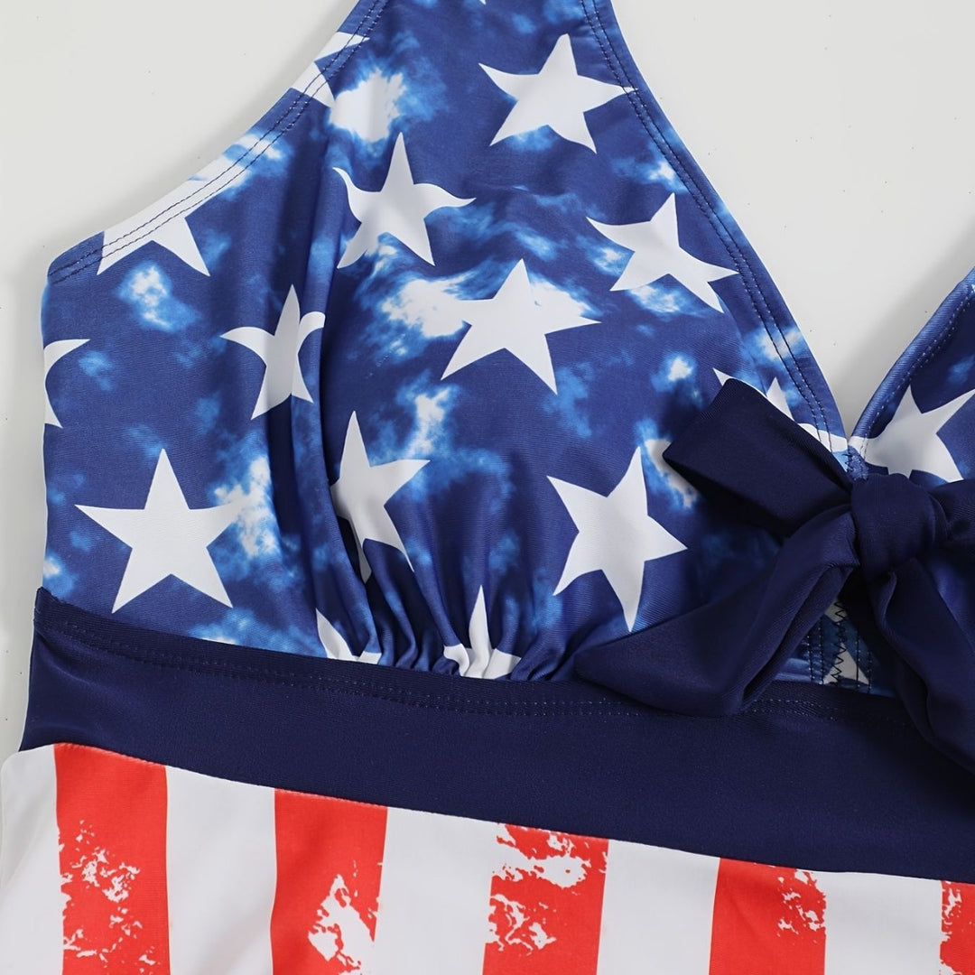 Women's swimsuit with fashionable star and stripe pattern Mune Fashion