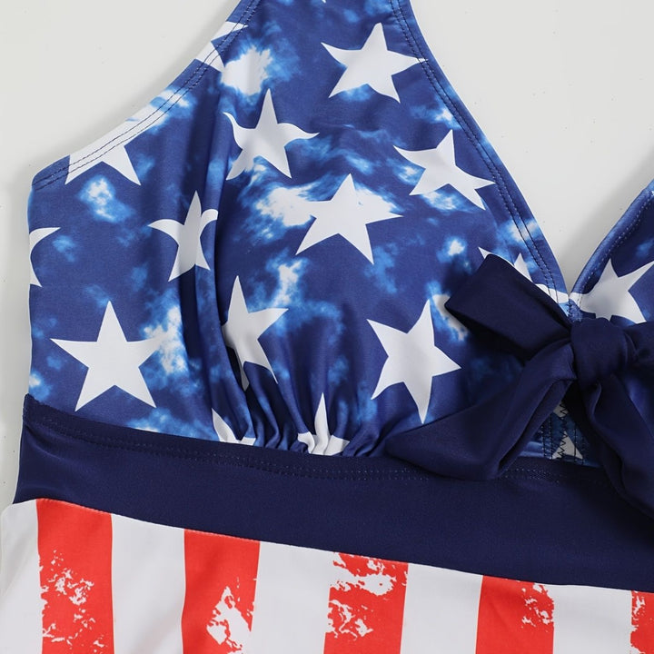 Women's swimsuit with fashionable star and stripe pattern Mune Fashion