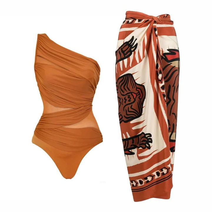 Women's stylish two-piece bikini set with elegant wrap skirt Mune Fashion