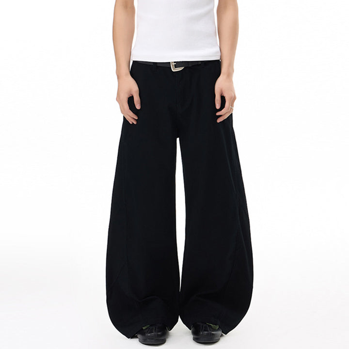 Men's Voluminous Panel Baggy Pants made of Cotton Twill with Balloon-Shaped Hem Mune Fashion
