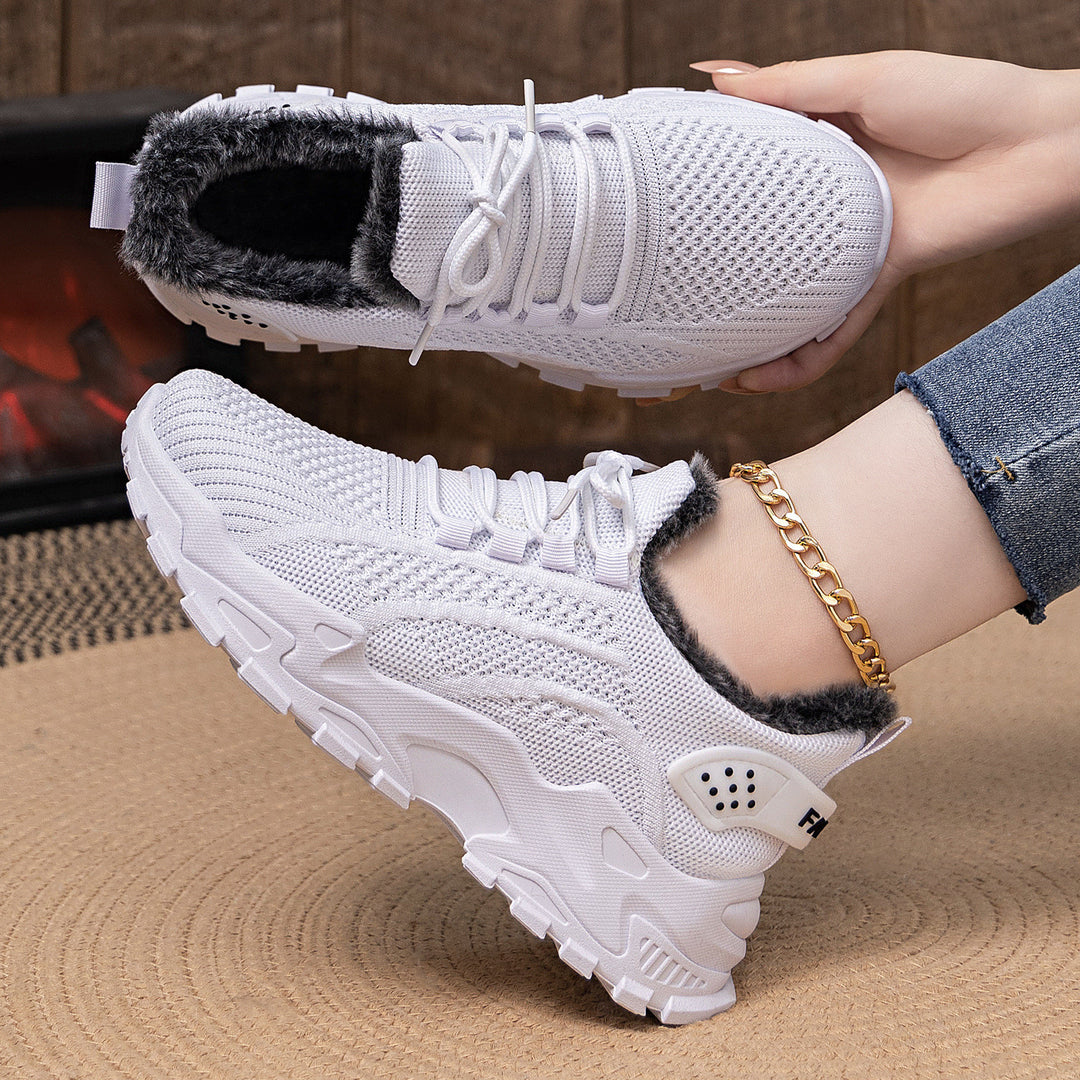 Women's knitted winter chunky sneakers with cozy faux fur lining and profiled cushioning sole Mune Fashion