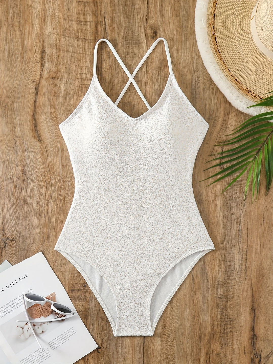 Women's One-Piece Swimsuit with Sophisticated Cross-Strap Design Mune Fashion