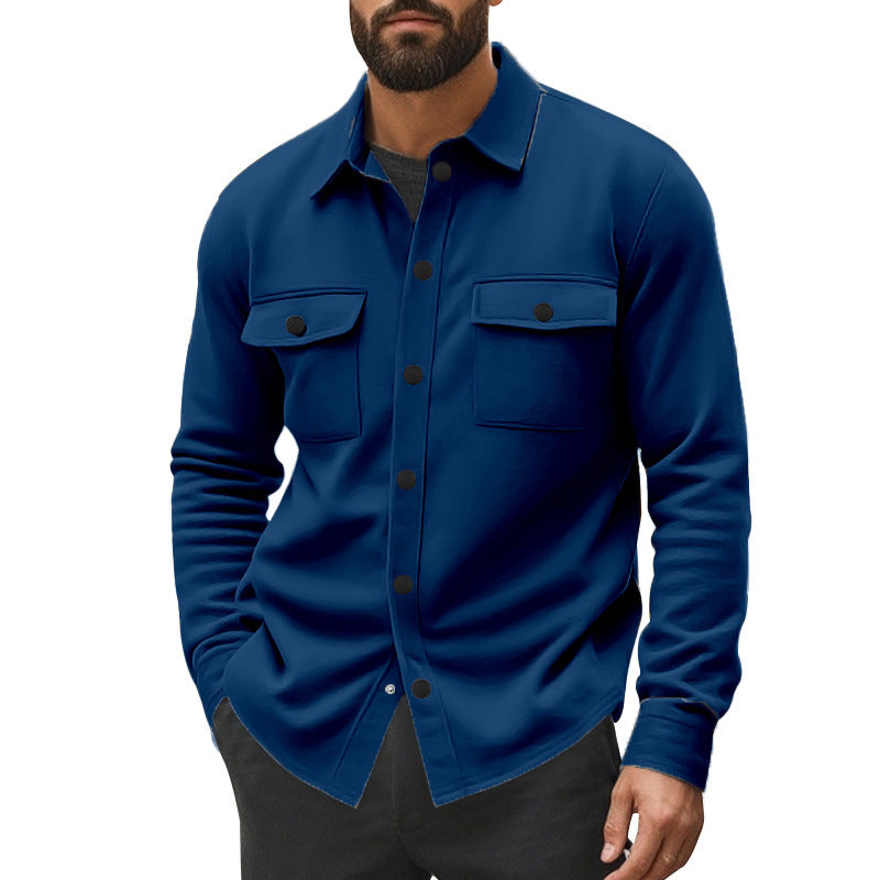 Men's sturdy wool fleece overshirt jacket with patch breast pockets and snap button placket Mune Fashion