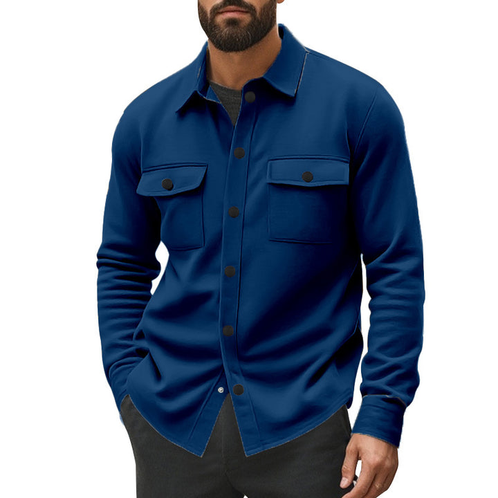 Men's sturdy wool fleece overshirt jacket with patch breast pockets and snap button placket Mune Fashion