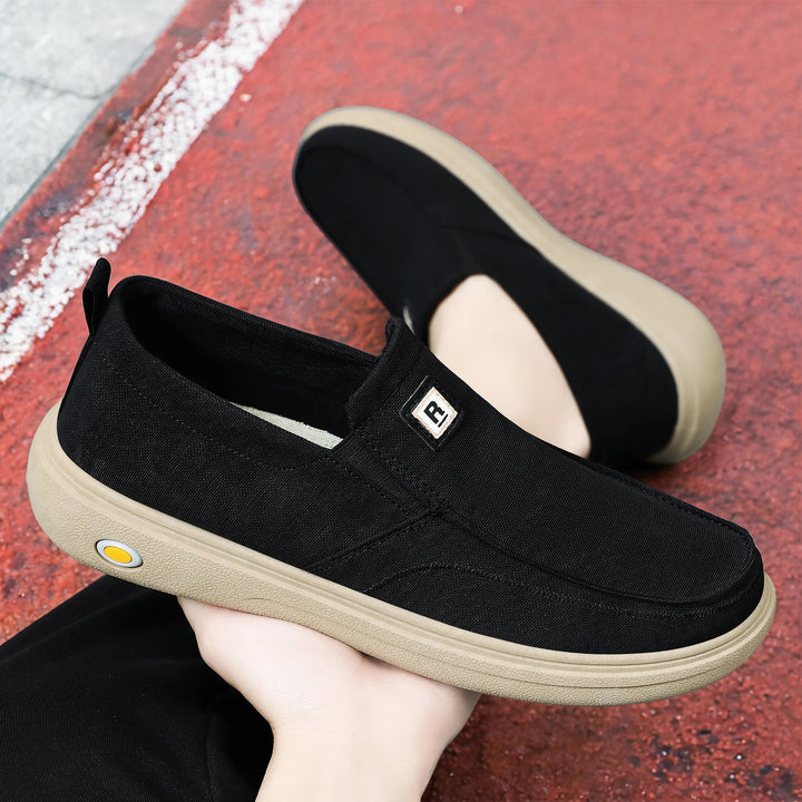 Men's casual canvas slip-on leisure shoe with memory insole and shock-absorbing rubber sole Mune Fashion