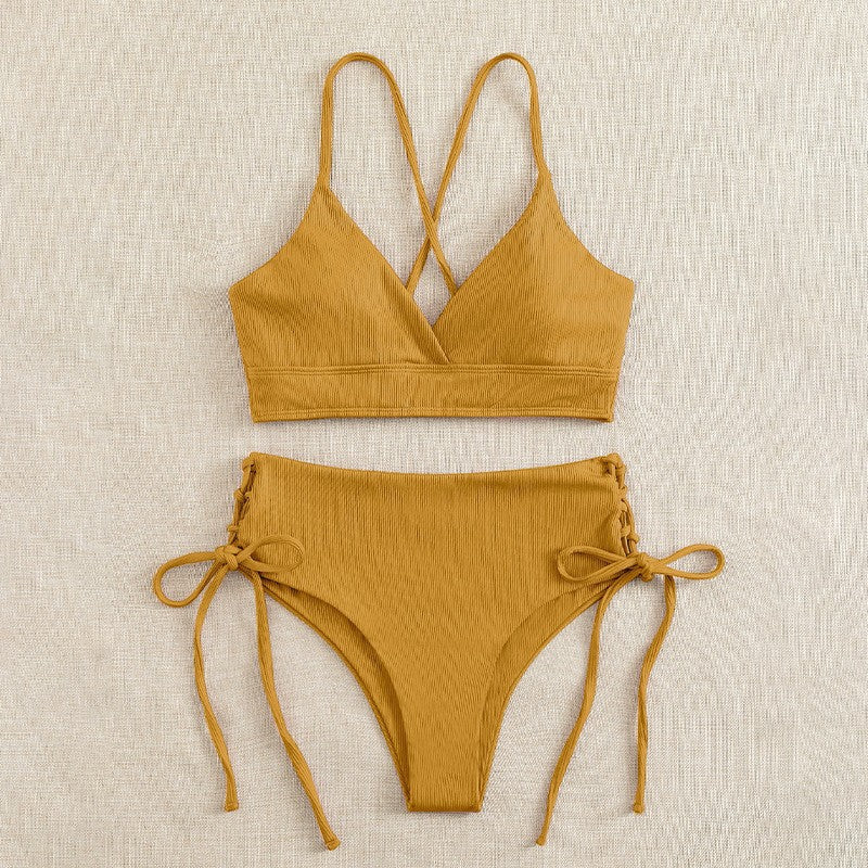 Women's triangle bikini with adjustable straps and high leg cuts Mune Fashion
