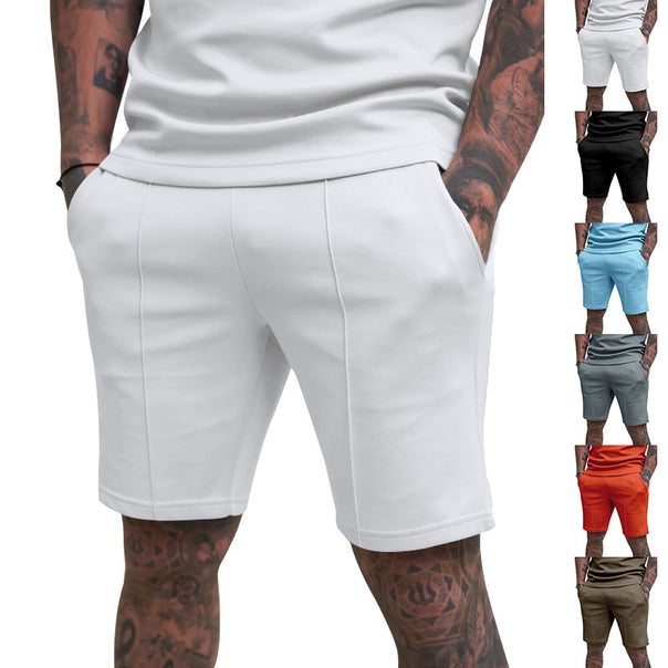 Men's short leisure pants made of cotton blend with elastic waistband and drawstring Mune Fashion