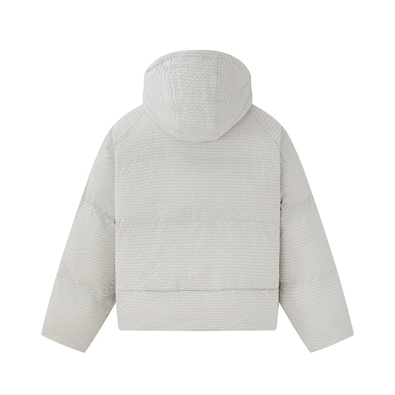 Unisex short-cut padded hoodie with fine check quilting Mune Fashion