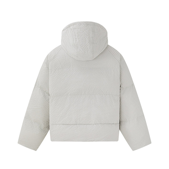 Unisex short-cut padded hoodie with fine check quilting Mune Fashion