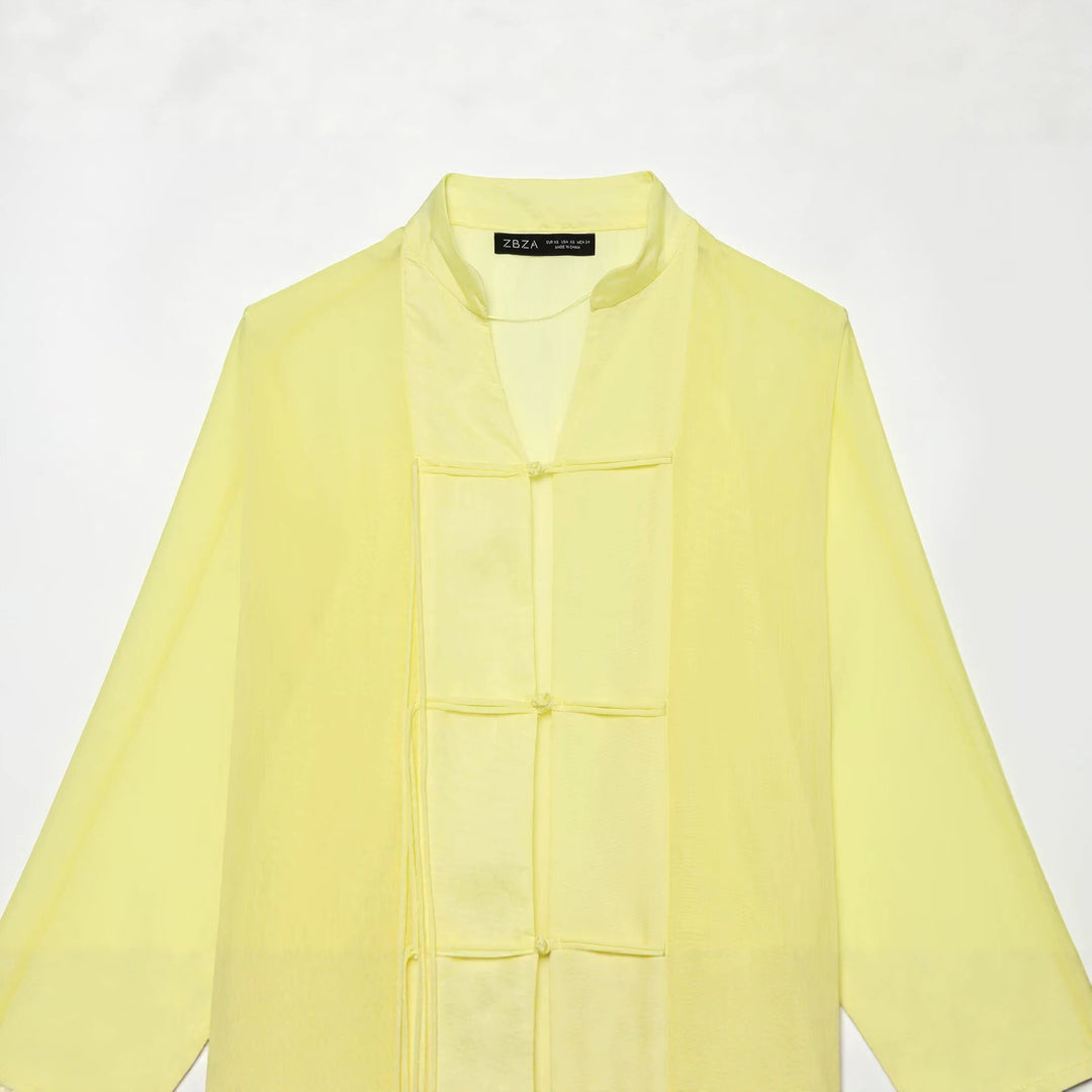 Ladies Wide Kimono Cape made of lightweight Chiffon look with decorative knot closures Mune Fashion