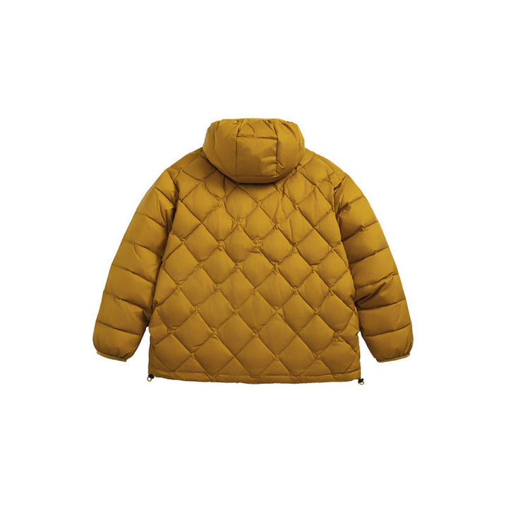 Unisex Boxy quilted jacket with hood, diamond quilting and two-way zipper Mune Fashion
