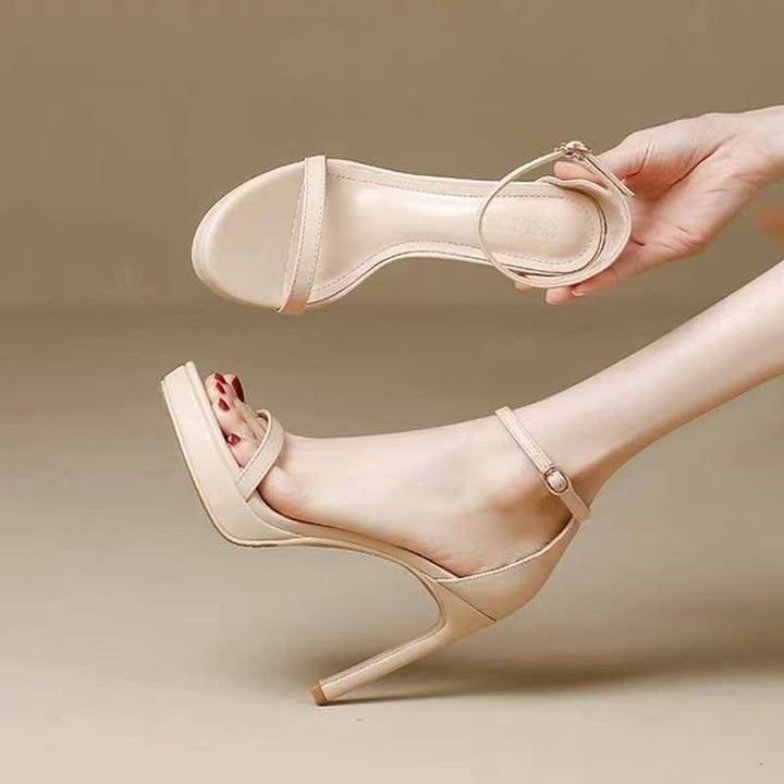 Ladies Strappy Sandals with High Stiletto Heel and Ankle Strap Mune Fashion