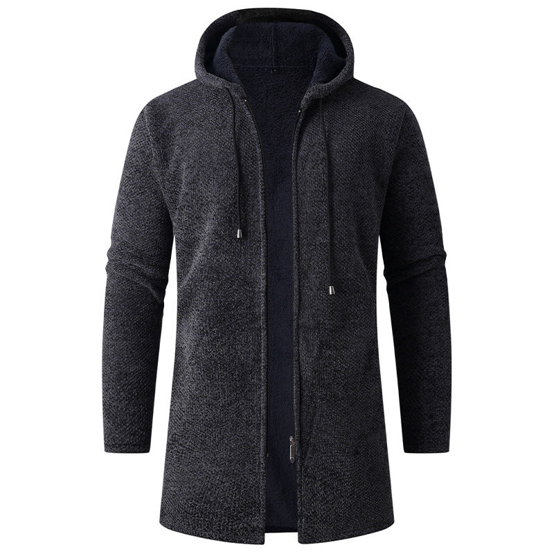 Men's Long Knit Hoodie Cardigan with Teddy Lining and Full Zipper Mune Fashion