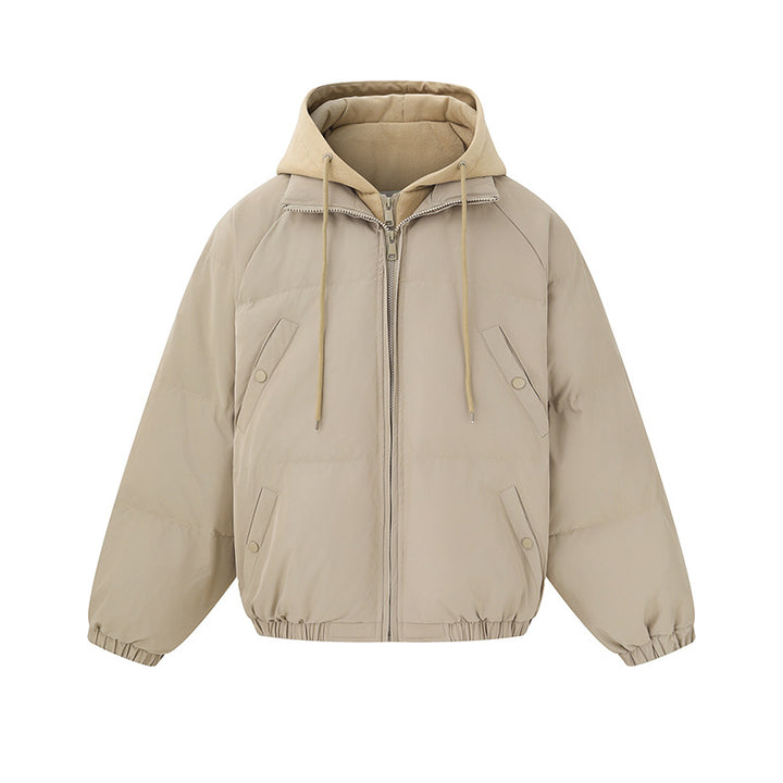 Unisex Short Boxy Quilted Hoodie with Fleece Lining and Elastic Hem Mune Fashion