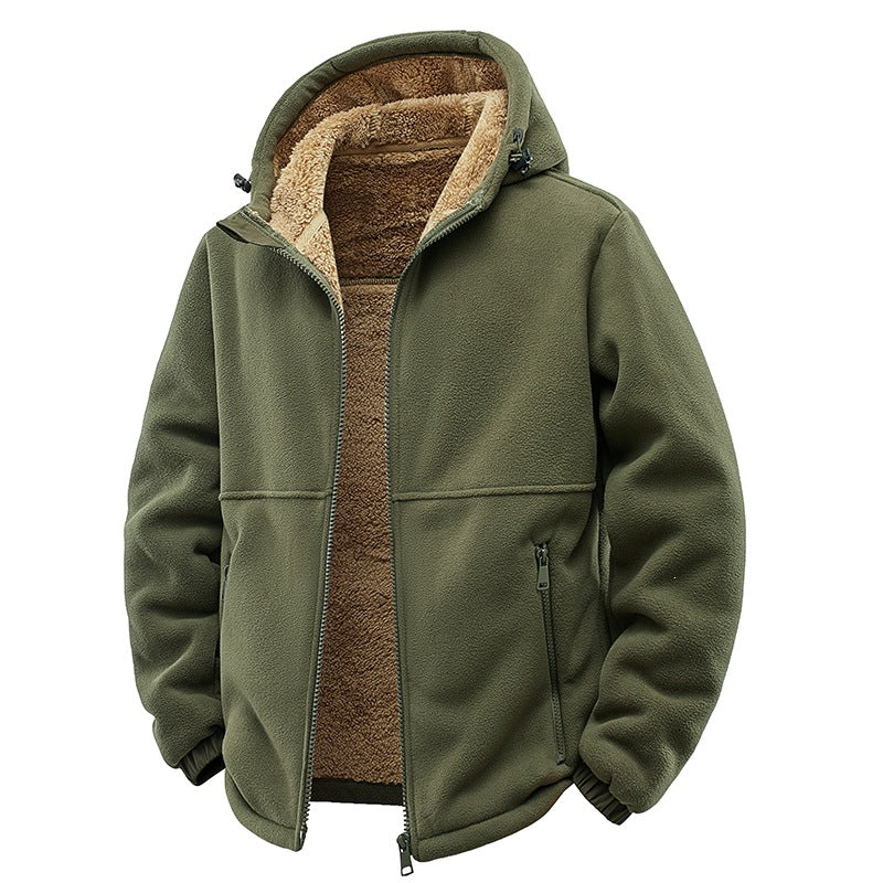 Men's Padded Teddy Fleece Hoodie with Two-Way Zipper & Zipper Pockets Mune Fashion