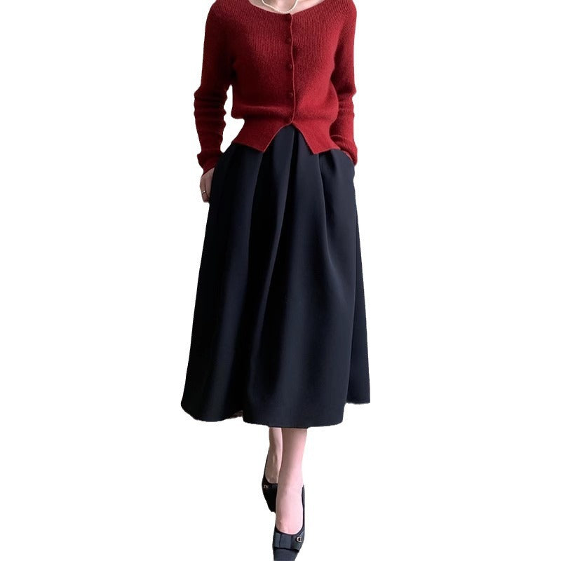 Women Elegant Maxi Skirt with Pleats Mune Fashion