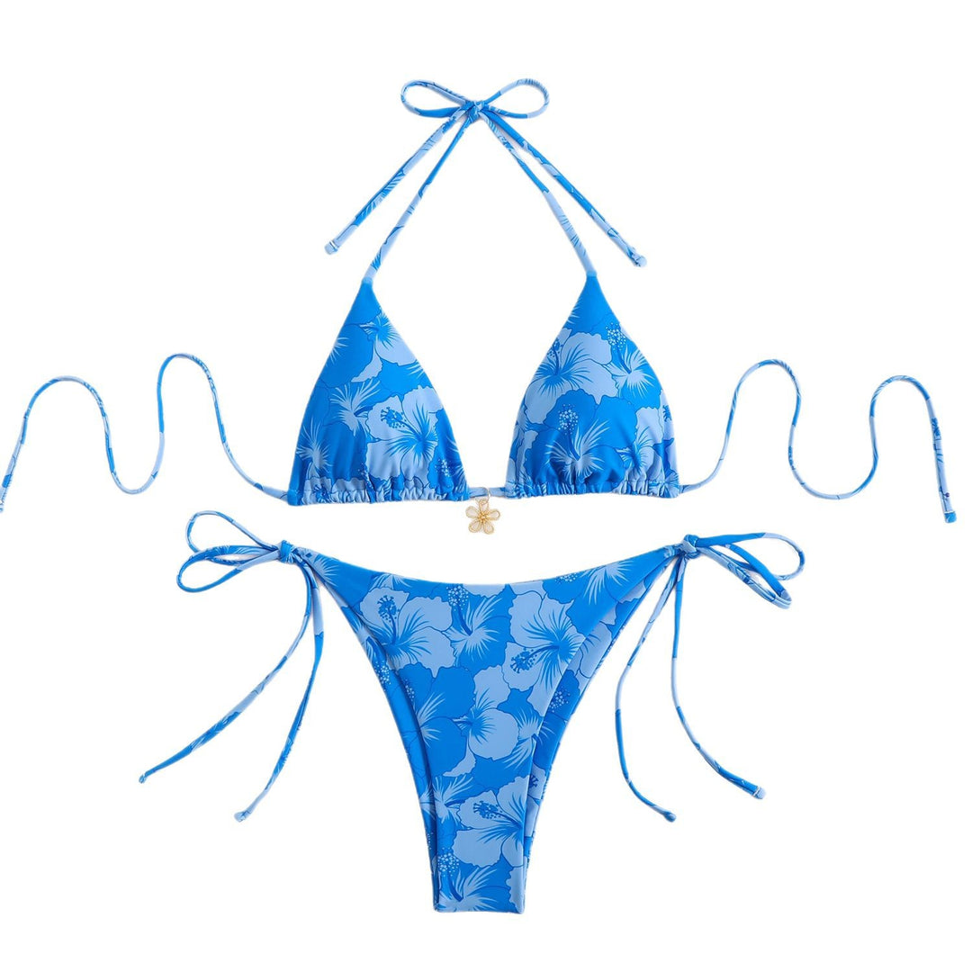 Women's triangle bikini with floral design and adjustable straps Mune Fashion