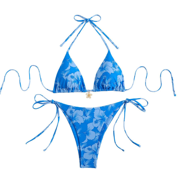 Women's triangle bikini with floral design and adjustable straps Mune Fashion