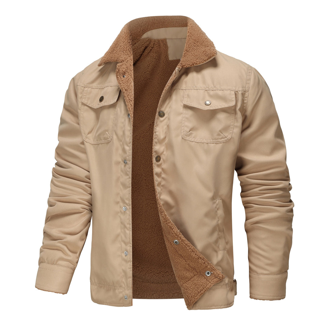 Men's padded sherpa canvas jacket with button placket and chest pockets Mune Fashion