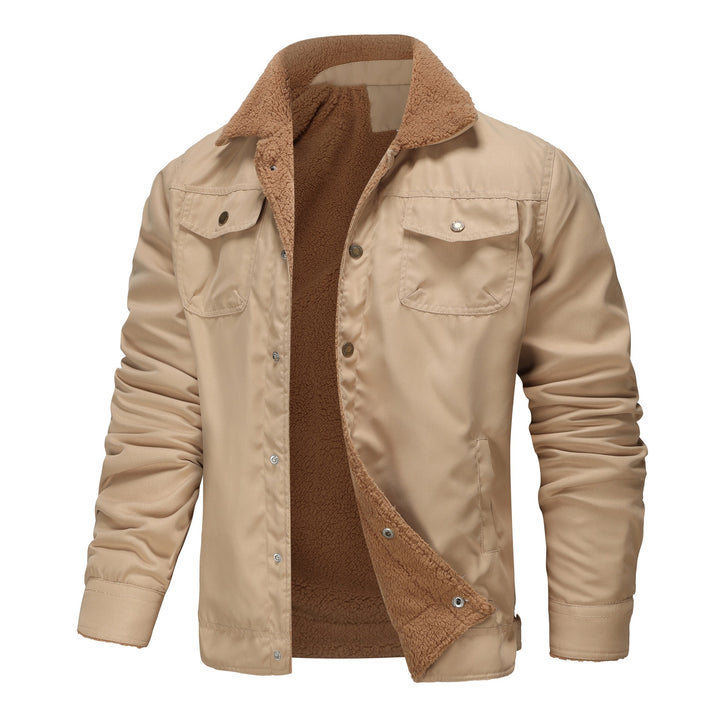 Men's padded sherpa canvas jacket with button placket and chest pockets Mune Fashion