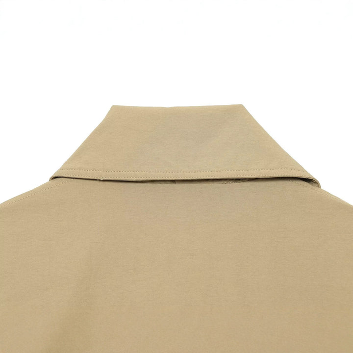 Women's Cropped Transitional Jacket with Wide Kent Collar and Concealed Button Placket Mune Fashion