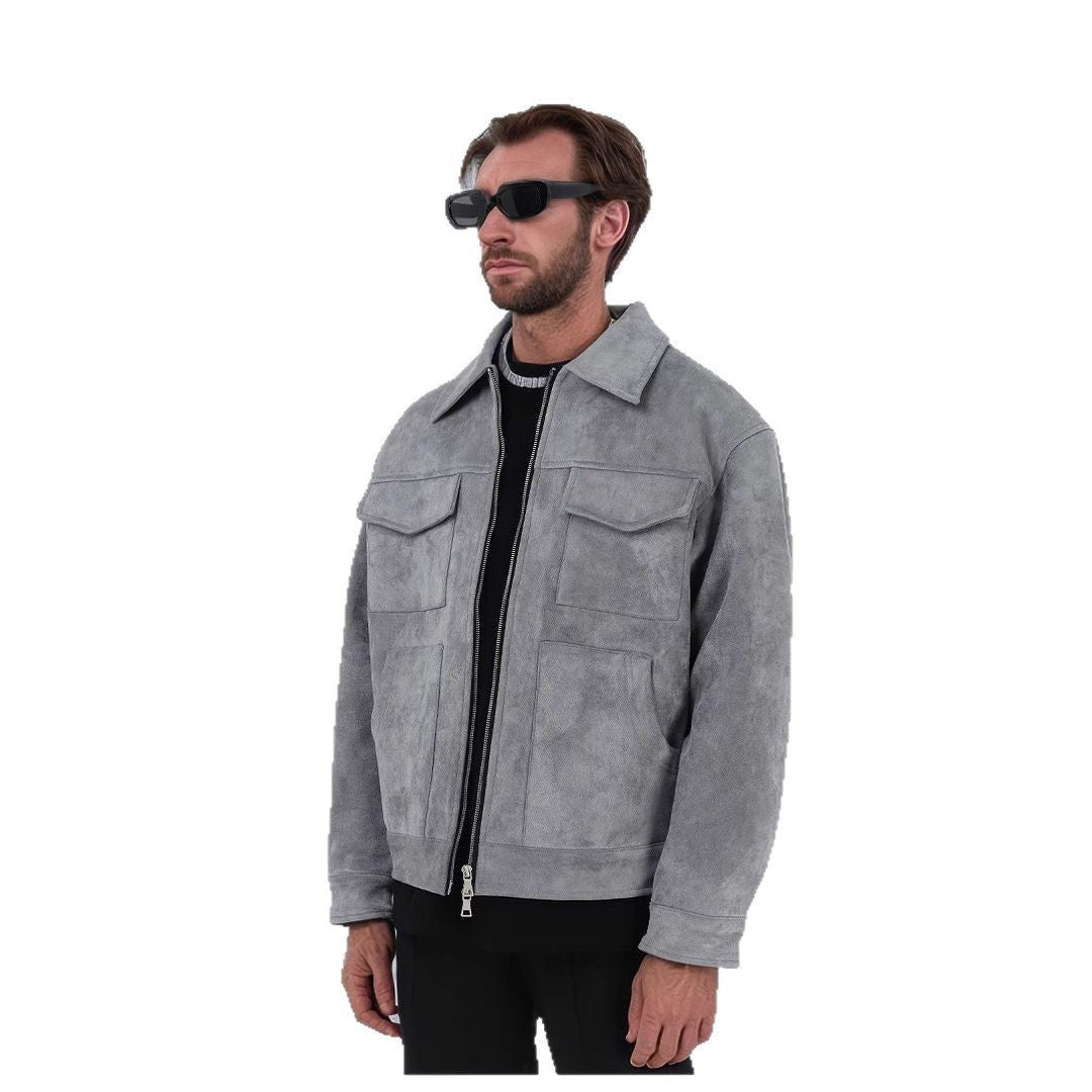 Men's Suede Jacket with Modern Pockets Mune