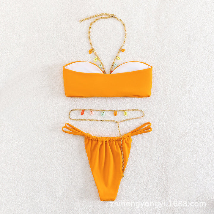 Women’s bandeau bikini with colorful chain ornament design Mune Fashion