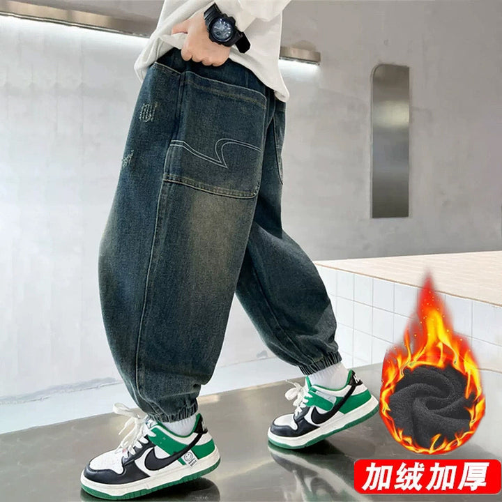 Unisex casual baggy jeans with elastic waistband Mune Fashion