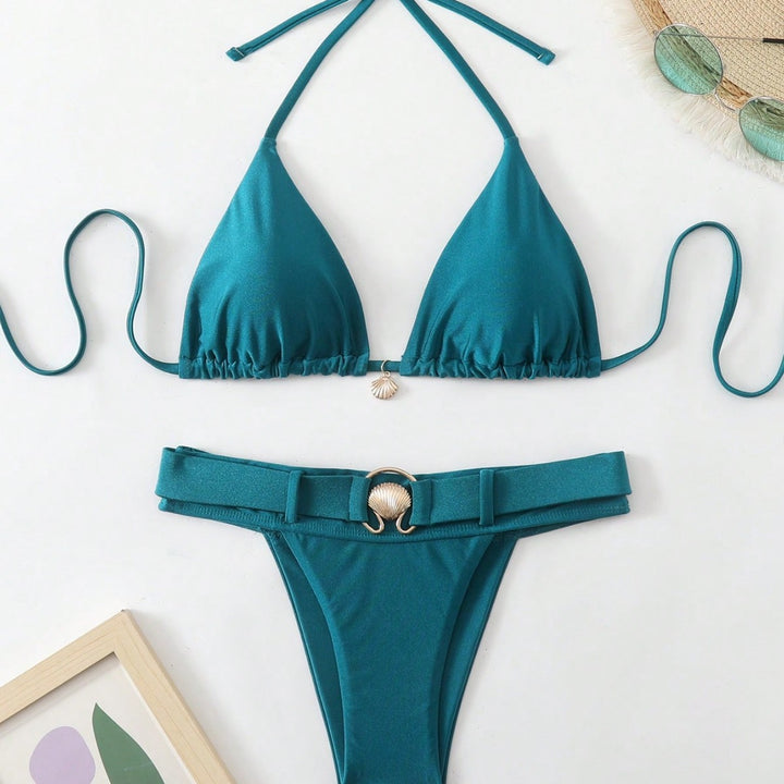 Women's High-Cut Bikini with Decorative Belt Mune Fashion