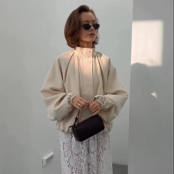 Women's Oversized Blouson Jacket with Stand-Up Collar and Volume Sleeves Mune Fashion