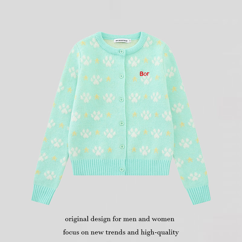 Women's cardigan with allover jacquard, round neck and button placket Mune Fashion