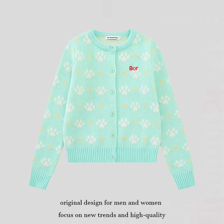 Women's cardigan with allover jacquard, round neck and button placket Mune Fashion