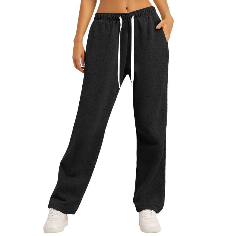 Women's casual lounge pants with straight leg extra long drawstring and deep crotch Mune Fashion