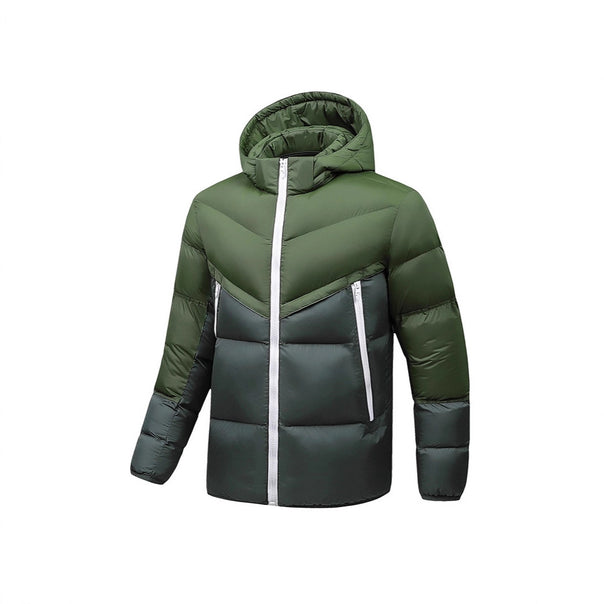 Men's Lightweight Down-Look Padded Jacket with Hood, Windproof Thermal Insulation and Vertical Zip Pockets Mune Fashion