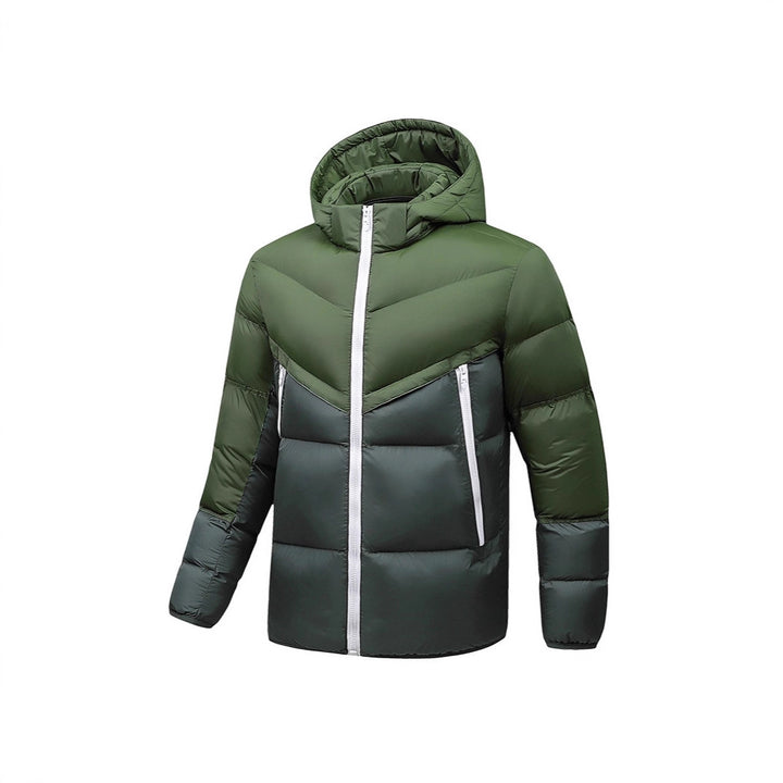 Men's Lightweight Down-Look Padded Jacket with Hood, Windproof Thermal Insulation and Vertical Zip Pockets Mune Fashion