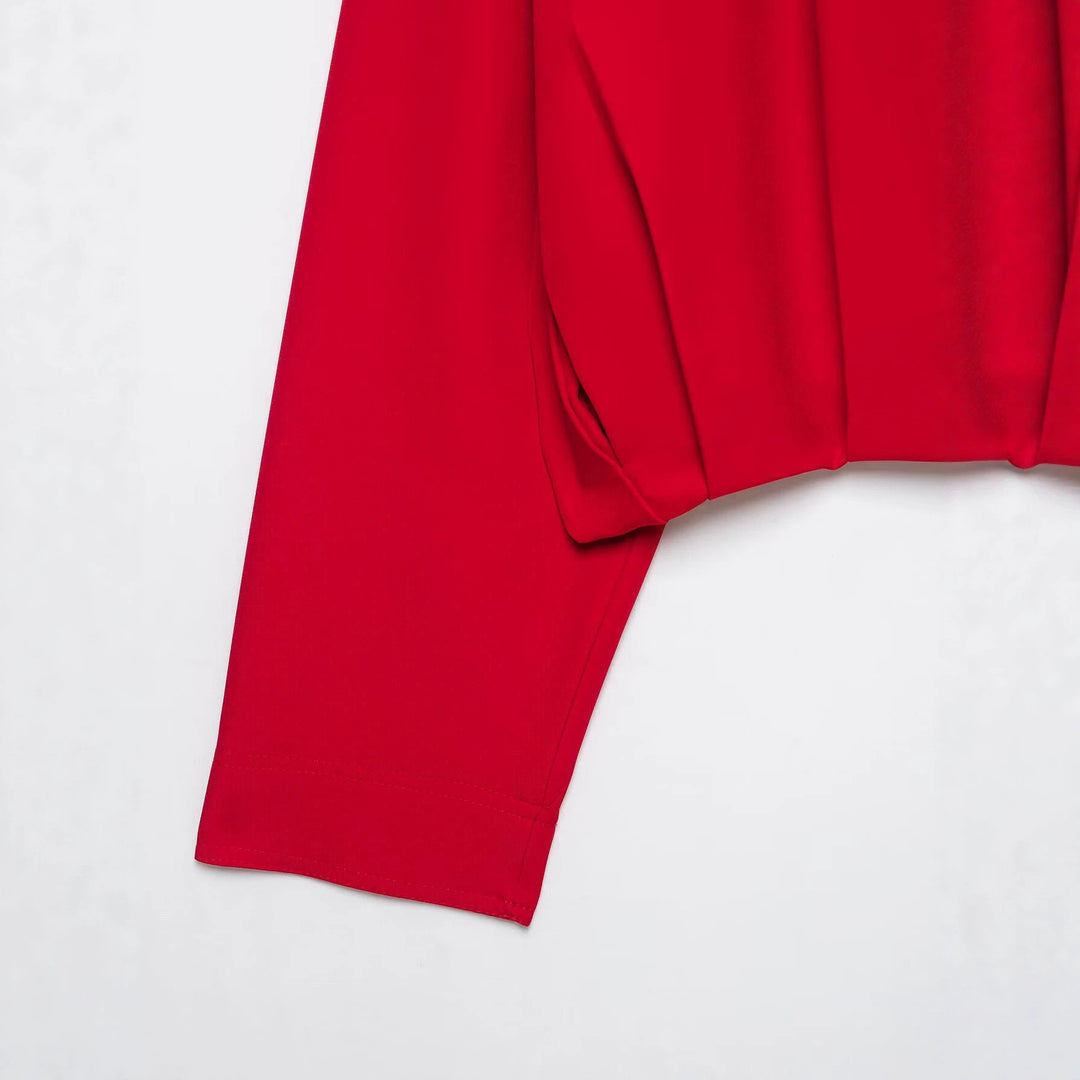 Women's Cropped Boxy Jacket with High Stand Collar and Continuous Zipper Mune Fashion