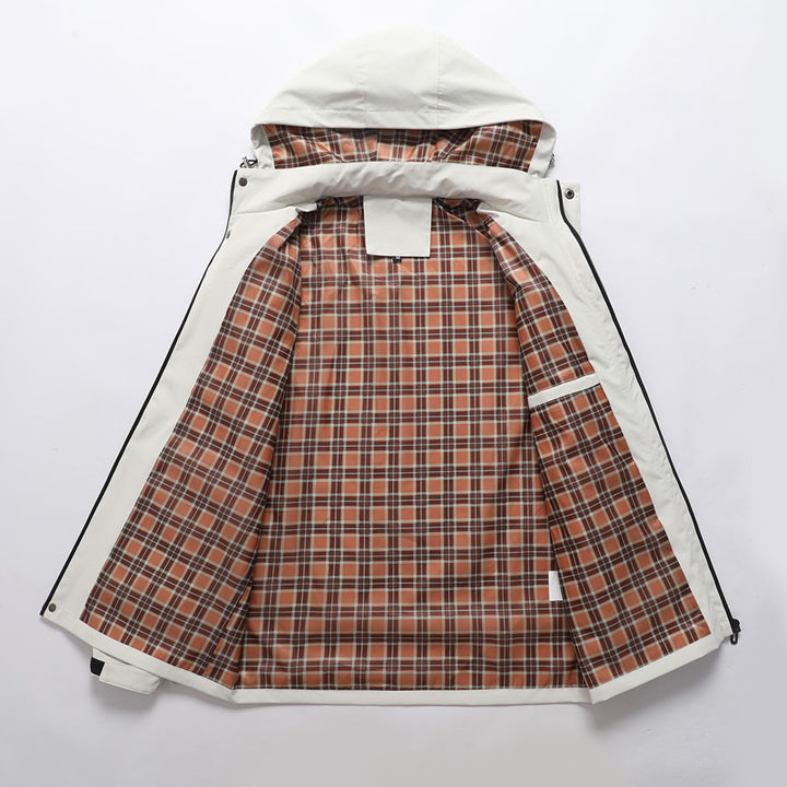 Men's outdoor field parka with water-repellent outer shell, checkered inner lining, and reflective details Mune Fashion